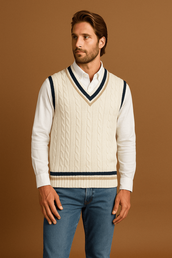 Ärmellose Strickjacke Herren V-Ausschnitt