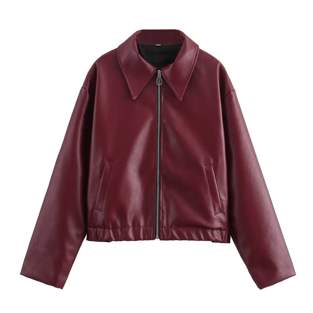 Biker-Lederjacke für Frauen mit Reißverschluss und Umlegekragen – Streetstyle für Alltag und Abend