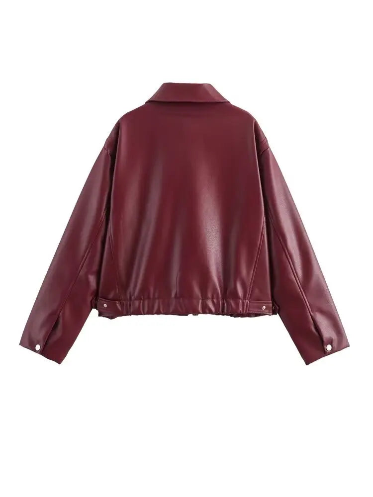 Biker-Lederjacke für Frauen mit Reißverschluss und Umlegekragen – Streetstyle für Alltag und Abend