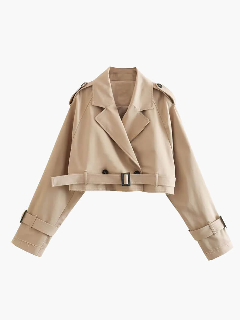 Cropped Trenchcoat für Damen – Moderner Übergangsstyle mit breiten Ärmeln 0