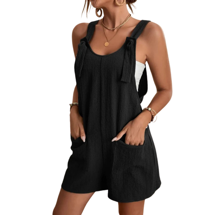 Damen Jumpsuit Trägerlos für Sommer – Lässiger Schnitt mit Taschen, Atmungsaktives Material