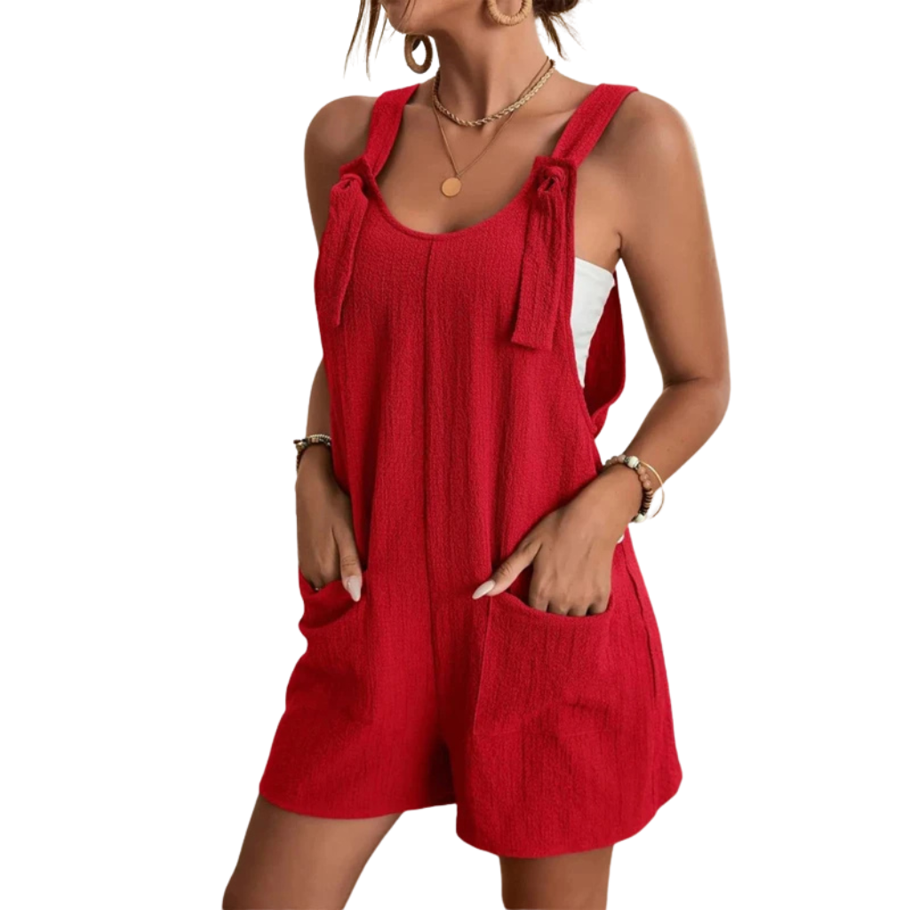 Damen Jumpsuit Trägerlos für Sommer – Lässiger Schnitt mit Taschen, Atmungsaktives Material