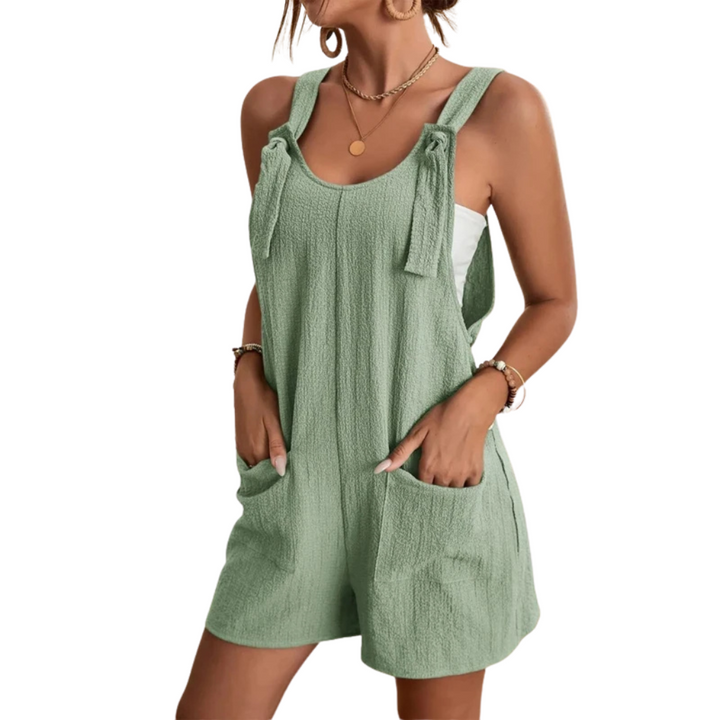 Damen Jumpsuit Trägerlos für Sommer – Lässiger Schnitt mit Taschen, Atmungsaktives Material