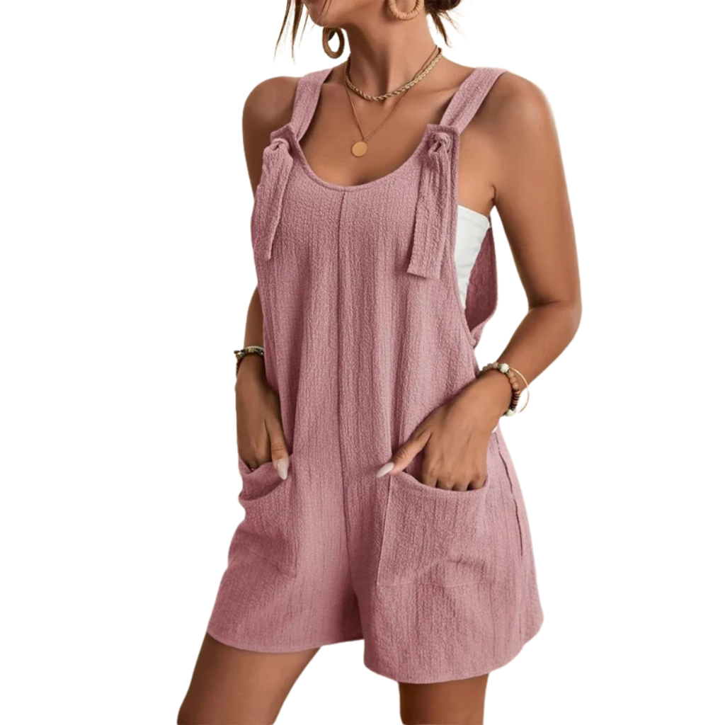 Damen Jumpsuit Trägerlos für Sommer – Lässiger Schnitt mit Taschen, Atmungsaktives Material