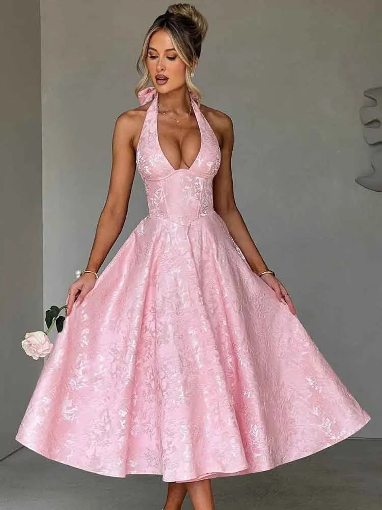 Damen Abendkleid Lang Faltenwurf Rückenfrei Bodycon für Hochzeit Sommer 1