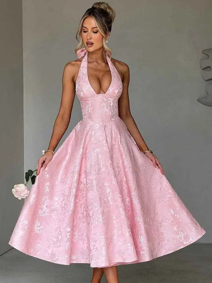 Damen Abendkleid Lang Faltenwurf Rückenfrei Bodycon für Hochzeit Sommer 1