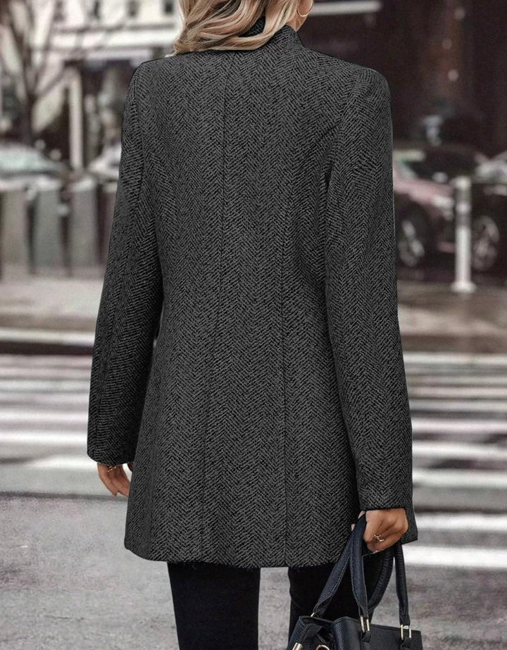 Damen Blazer Grau Schmal Langarm Mittellang