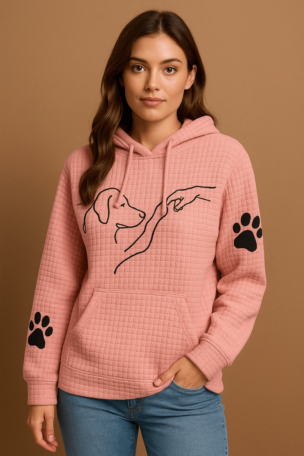 Damen Hoodie Oversize Kuschelig mit Tiermotiv