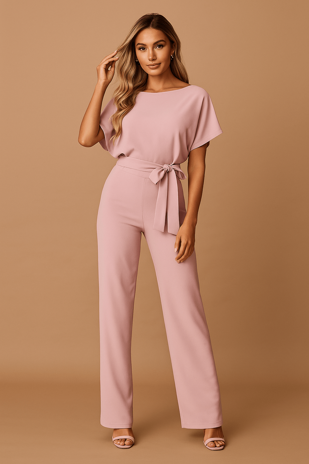 Damen Jumpsuit mit Bindegürtel – Elegant für Alltag & besondere Anlässe