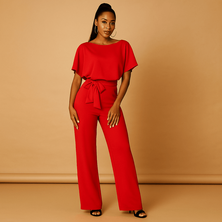 Damen Jumpsuit mit Bindegürtel – Elegant für Alltag & besondere Anlässe