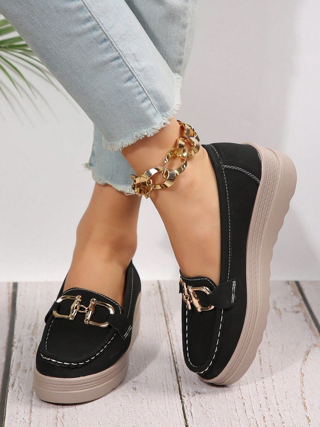 Damen Loafers mit Elegantem Metallakzent für Alltag und Freizeit 0