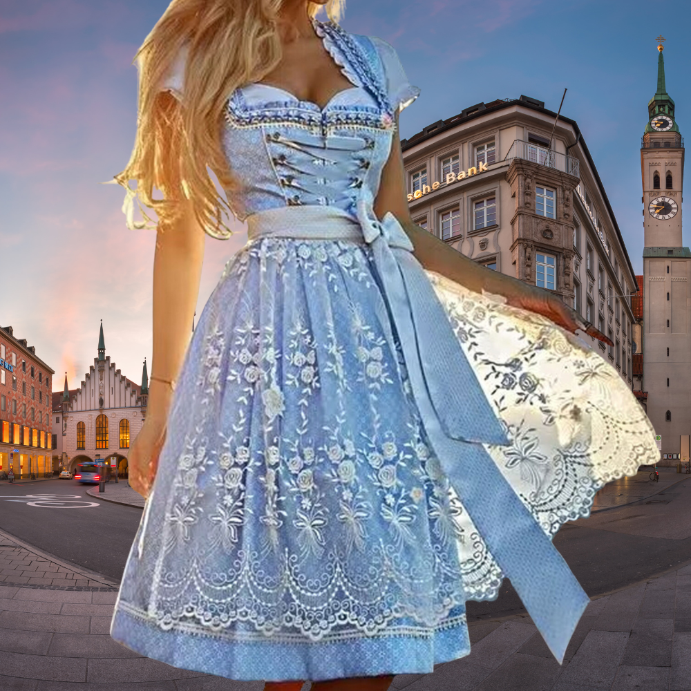 Damen Tracht mit Schürze und Bluse - Elegantes Design für festliche Anlässe 0