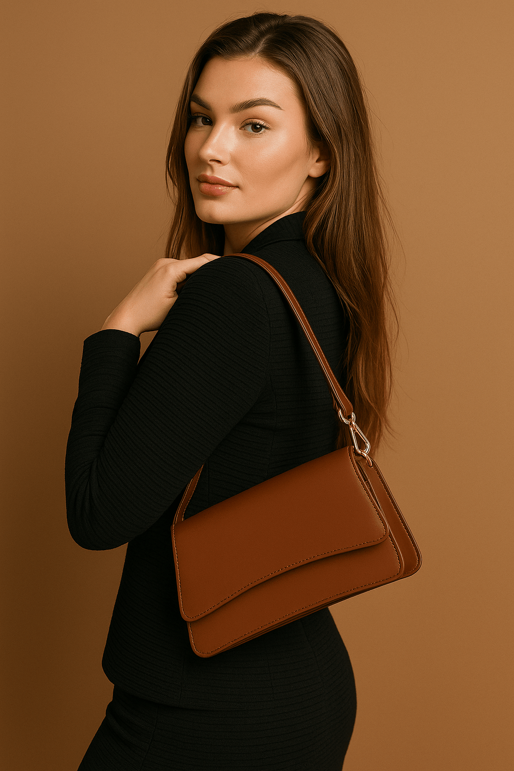 Damen Umhängetasche Leder – Schultertasche Klein mit Fächern