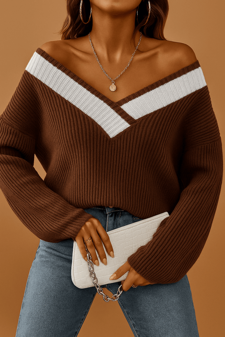 Damenpullover Drop-Shoulder Strick für Herbst und Winter