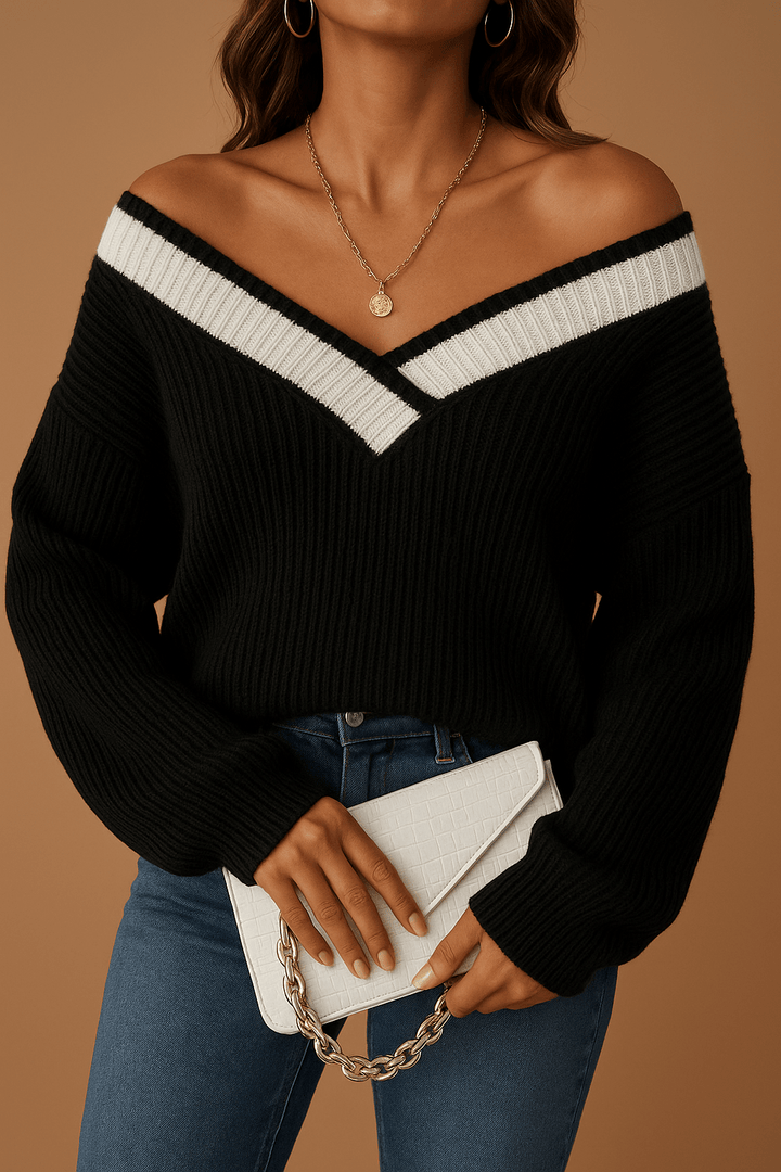 Damenpullover Drop-Shoulder Strick für Herbst und Winter