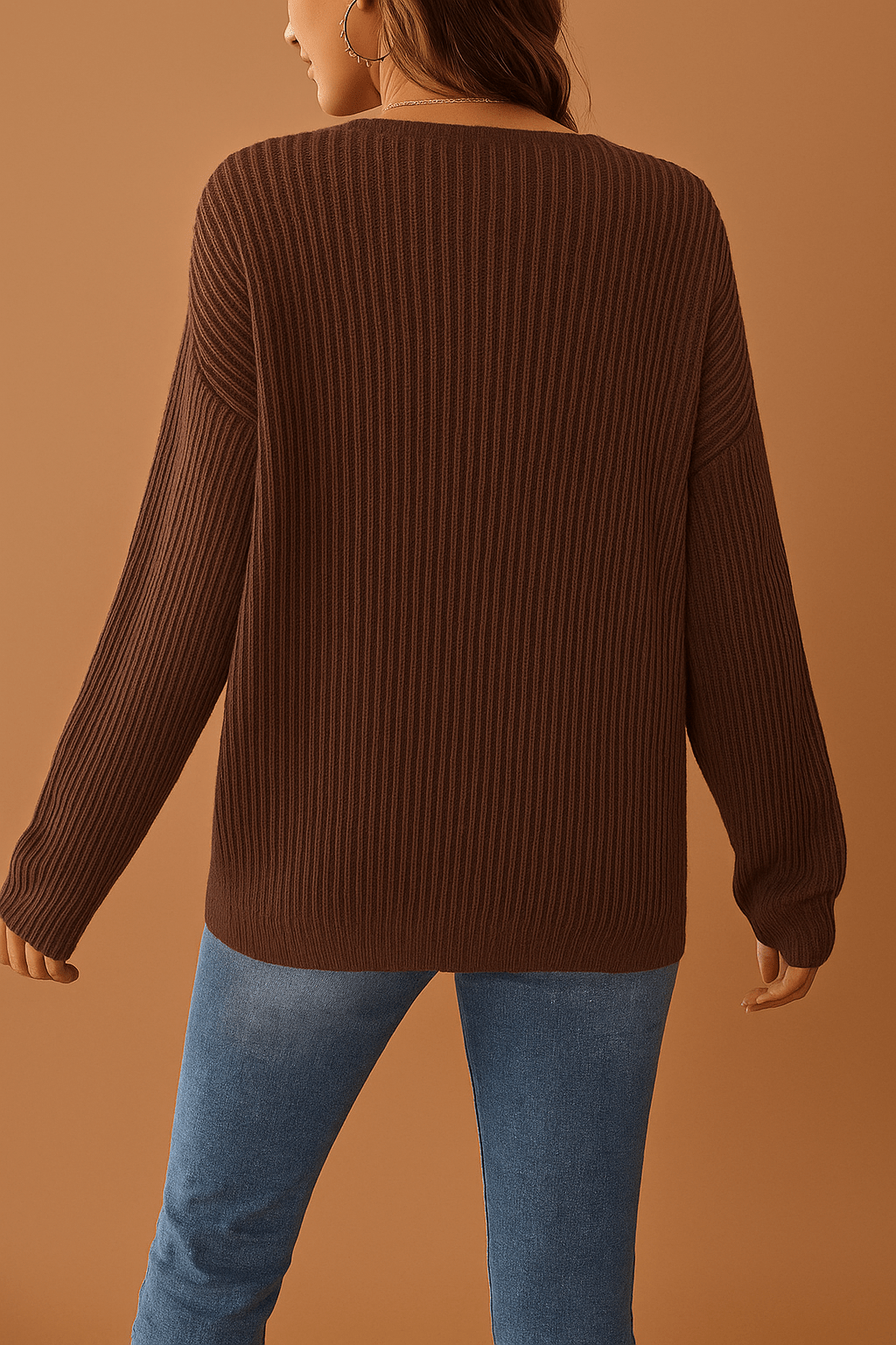 Damenpullover Drop-Shoulder Strick für Herbst und Winter