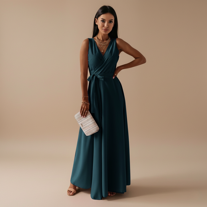 Festliches Damenkleid mit V-Ausschnitt – Elegantes Kleid für Hochzeitsgäste und besondere Anlässe