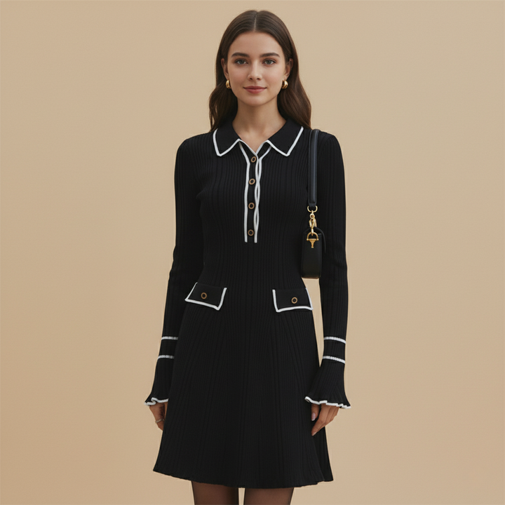 Freizeitkleid für Frauen mit Langarm und zeitlosem Strickdesign für Alltag und besondere Anlässe