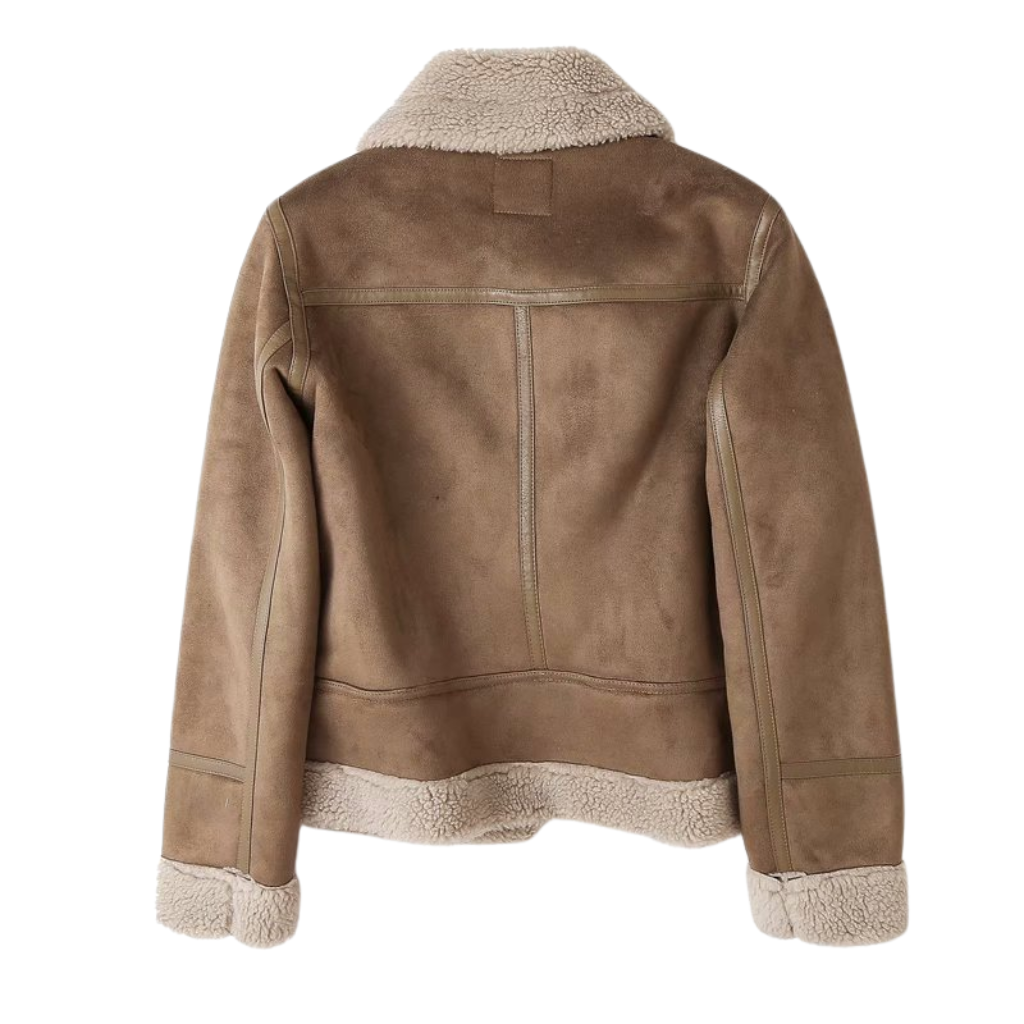 Lederjacke Damen im Biker-Stil mit Sherpa-Futter – Warm und Stilvoll für Herbst und Winter