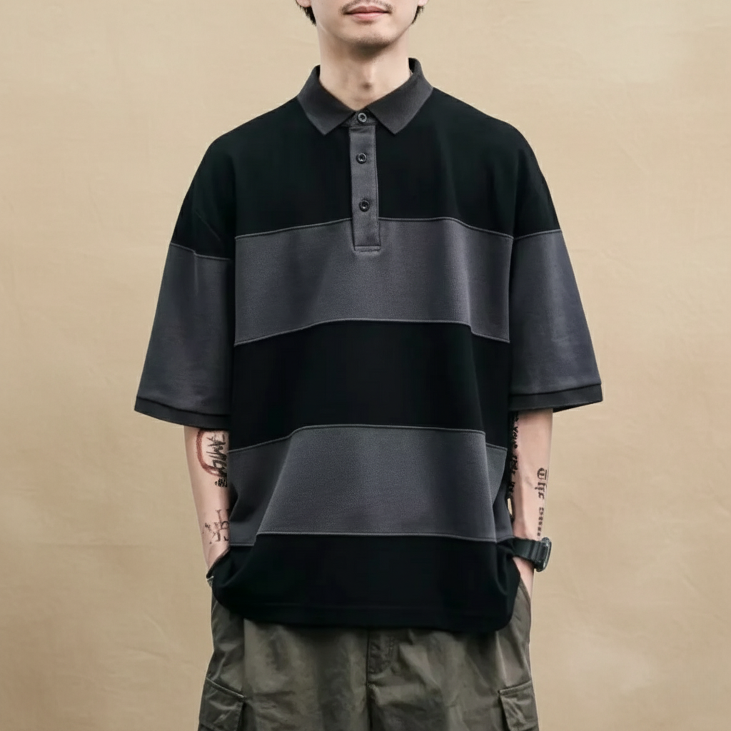 Herren Polo Shirt Kurzarm mit Kontrastkragen und Taschen - Poloshirt für den Sommer