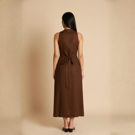 Midikleid für Damen mit Ärmellos und Taillierter Passform – Elegantes Leinen Design