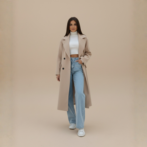 Eleganter Mantel für Damen mit Seitentaschen – Vielseitig für Übergangszeit und Alltag