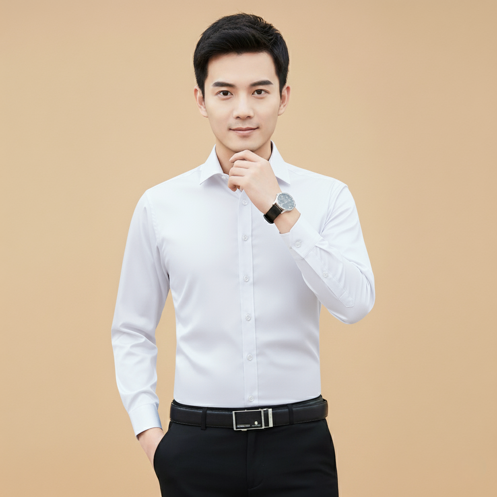 Klassisches Herren Hemd in Übergrößen – Slim Fit, Langarm, Weiß für Business und Alltag