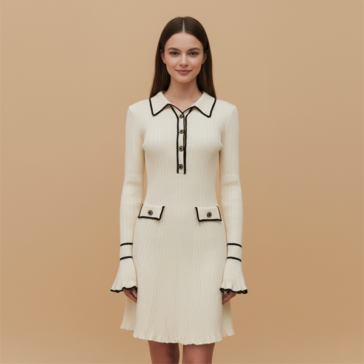 Freizeitkleid für Frauen mit Langarm und zeitlosem Strickdesign für Alltag und besondere Anlässe