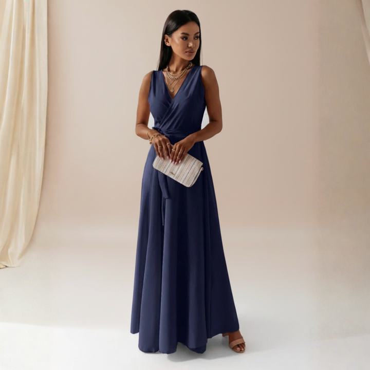 Festliches Damenkleid mit V-Ausschnitt – Elegantes Kleid für Hochzeitsgäste und besondere Anlässe