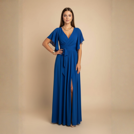 Festliches Damenkleid mit V-Ausschnitt und Fließendem Schnitt für Hochzeitsgast und Elegante Anlässe