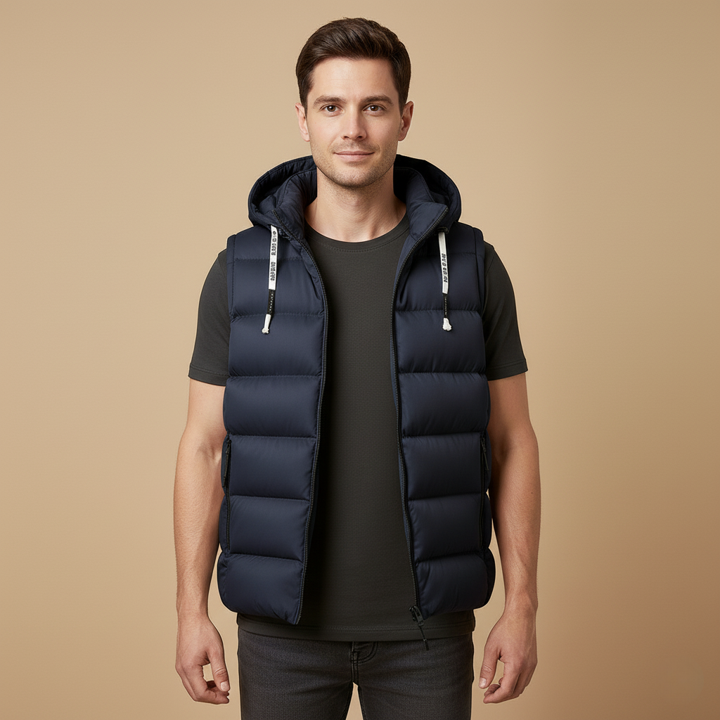 Weste Unisex – Gefütterte Winddichte Kapuzenweste für Aktive, Ideal für Freizeit und Outdoor