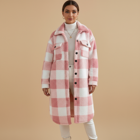 Winterjacke Damen im Klassischen Karomuster – Gerader Schnitt für Alltag und Anlässe