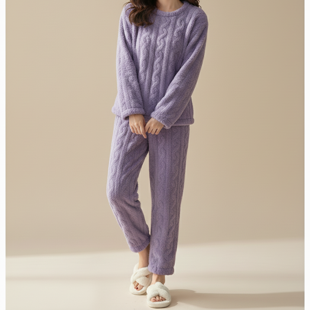 Hausanzug für Damen – Bequemer Zweiteiler für Gemütliche Tage mit Langarm-Pullover und Hose