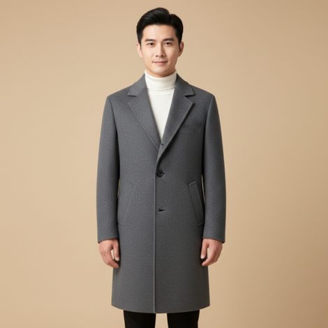 Winter Mantel Herren mit Strukturiertem Design – Eleganter Warmer Stil für Formelle Anlässe