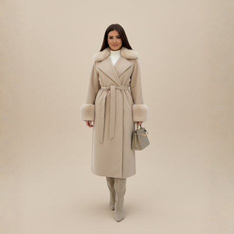 Winter Mantel Damen mit Abnehmbarem Kunstfell und Taillierbarem Gürtel – Eleganter Stil für Besondere Anlässe