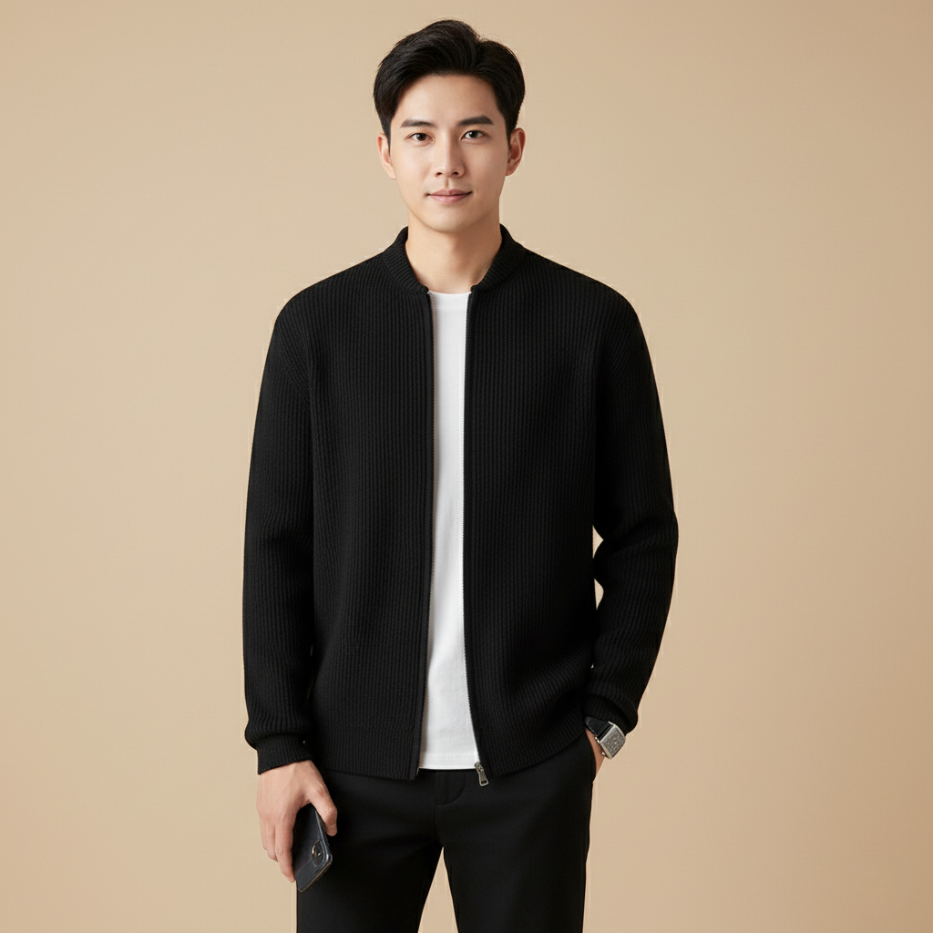 Dicke Herren Strickjacke mit V-Ausschnitt für Herbst und Winter, Pflegeleicht, Verschiedene Farben