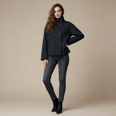 Mantel für Damen mit Stehkragen – Eleganter Herbst- und Wintermantel mit Praktischen Taschen