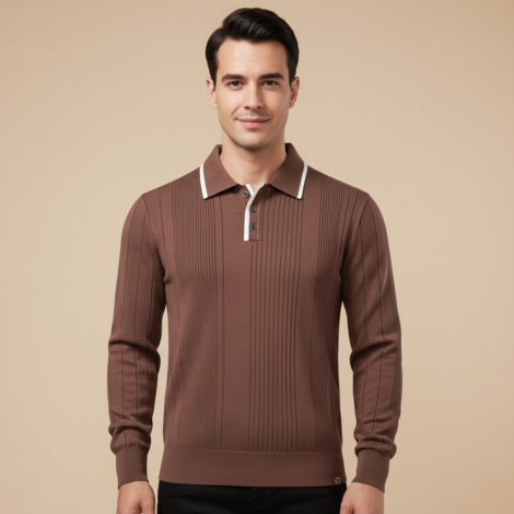 Langarm Poloshirt Herren mit Streifen – Elegantes Poloshirt für Business und Freizeit
