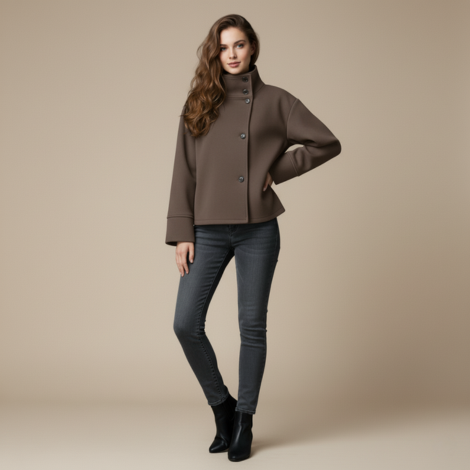 Mantel für Damen mit Stehkragen – Eleganter Herbst- und Wintermantel mit Praktischen Taschen