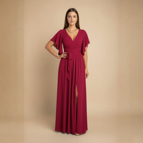 Festliches Damenkleid mit V-Ausschnitt und Fließendem Schnitt für Hochzeitsgast und Elegante Anlässe