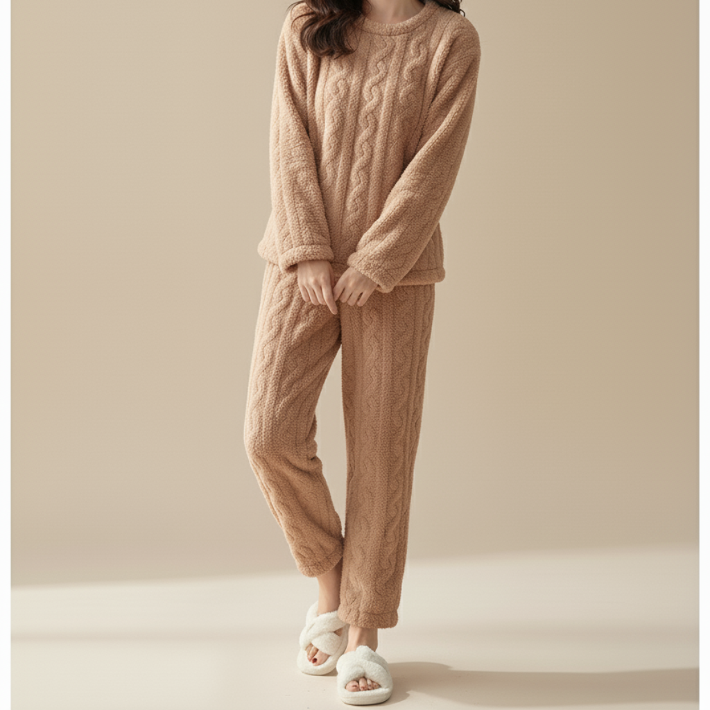 Hausanzug für Damen – Bequemer Zweiteiler für Gemütliche Tage mit Langarm-Pullover und Hose