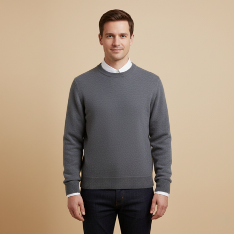 Herren Pullover im Smart Casual Stil mit O-Neck und langen Ärmeln für Herbst und Winter