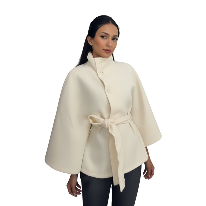Woll Mantel Damen mit Stehkragen und Batwing Ärmeln – Elegantes Herbstdesign für Vielseitige Anlässe