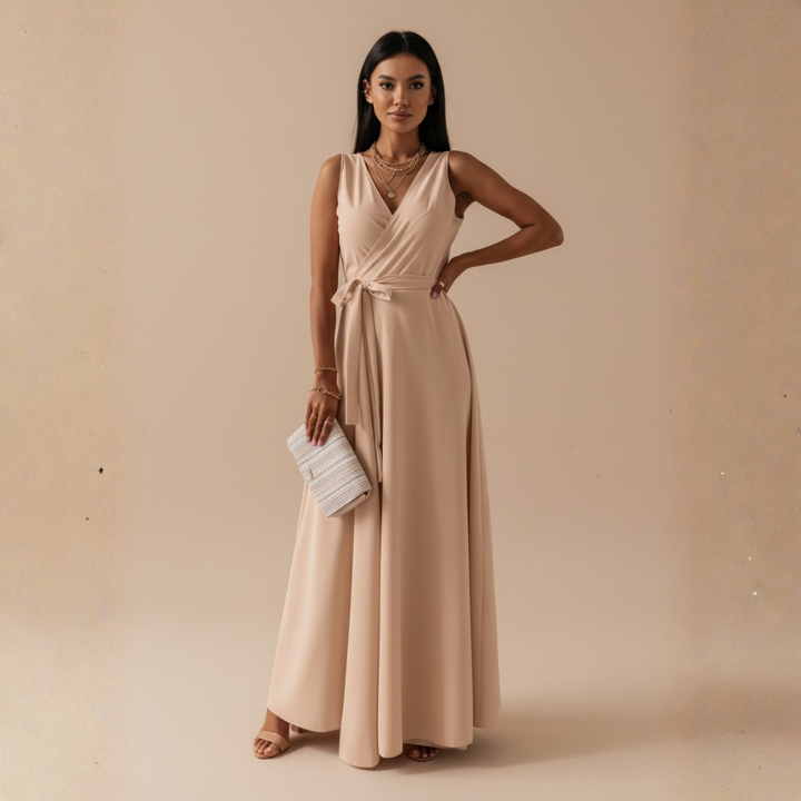 Festliches Damenkleid mit V-Ausschnitt – Elegantes Kleid für Hochzeitsgäste und besondere Anlässe