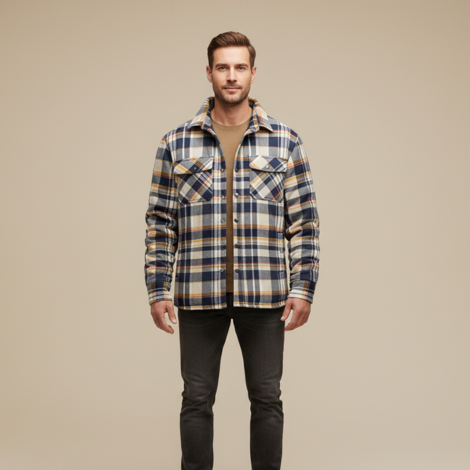 Jacke Herren Holzfäller im Karierten Design für Outdoor-Aktivitäten und Freizeit