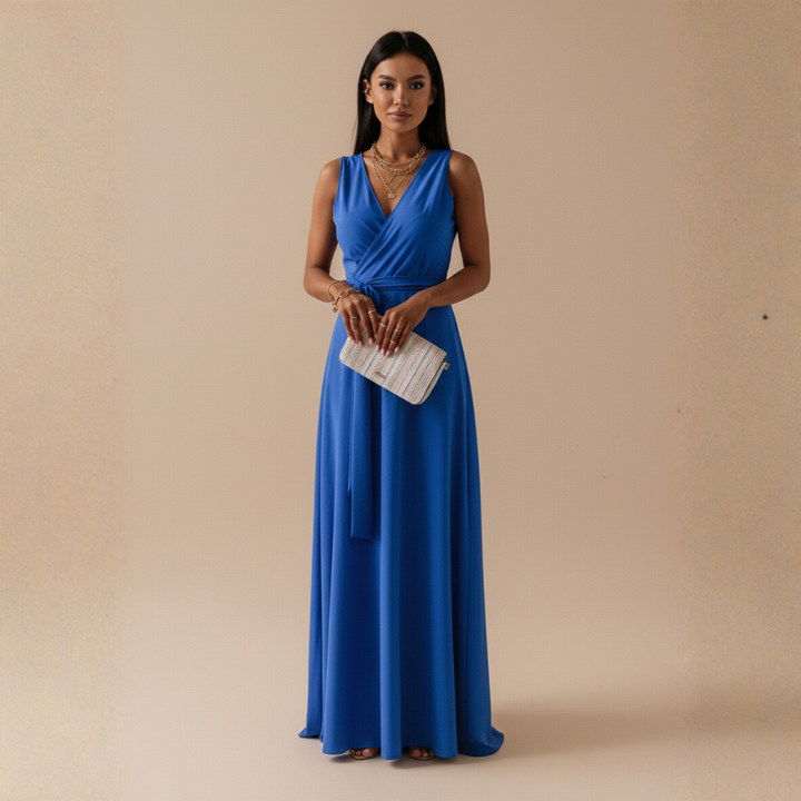 Festliches Damenkleid mit V-Ausschnitt – Elegantes Kleid für Hochzeitsgäste und besondere Anlässe