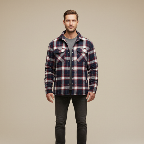 Jacke Herren Holzfäller im Karierten Design für Outdoor-Aktivitäten und Freizeit