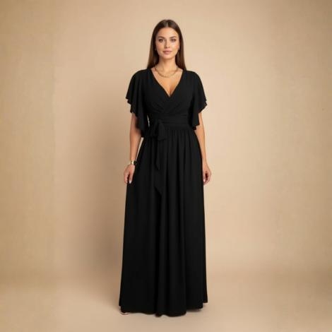 Festliches Damenkleid mit V-Ausschnitt und Fließendem Schnitt für Hochzeitsgast und Elegante Anlässe