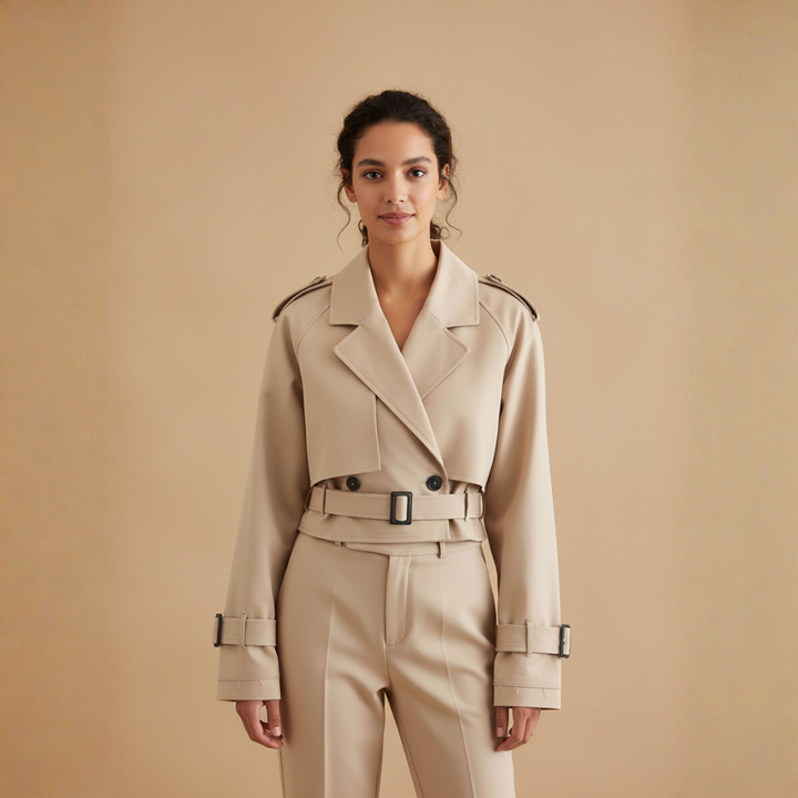 Cropped Trenchcoat für Damen – Moderner Übergangsstyle mit breiten Ärmeln