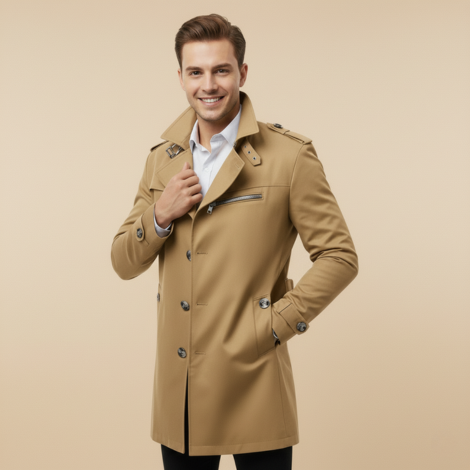 Trenchcoat für Herren im Klassischen Design – Eleganter Business- und Freizeitstil